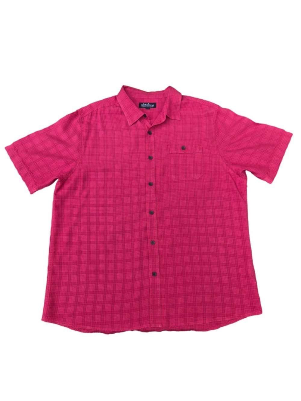 North River Outfitters Men's XL Red Button Front Short Sleeve Shirt Modal Blend